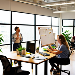**

A diverse group of employees collaborating in a bright, modern office space filled with plants. Sunlight streams through large windows. Some employees are working at computers, while others are engaged in a brainstorming session around a whiteboard. Emphasis on a positive, inclusive atmosphere. B-Corp logo subtly included.

**