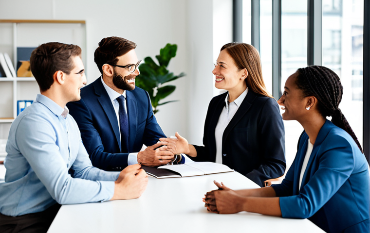 A diverse group of professional business individuals, fully clothed in modest business attire, gathered in a bright, modern, and sustainable office space. They are engaged in a collaborative discussion, conveying trust and shared purpose, symbolizing ethical branding and B-Corp principles. safe for work, appropriate content, professional, perfect anatomy, correct proportions, natural pose, well-formed hands, proper finger count, natural body proportions, professional photography, high quality, appropriate attire.